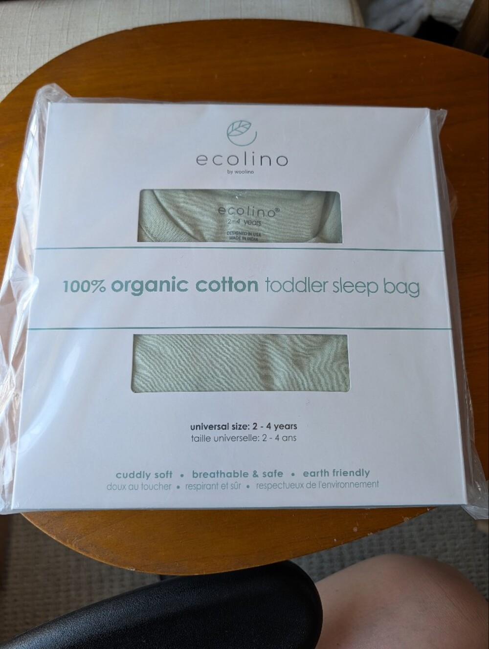 NWT Woolino Ecolino® Adjustable Toddler Sleep Bag, Organic Cotton, 2-4Y